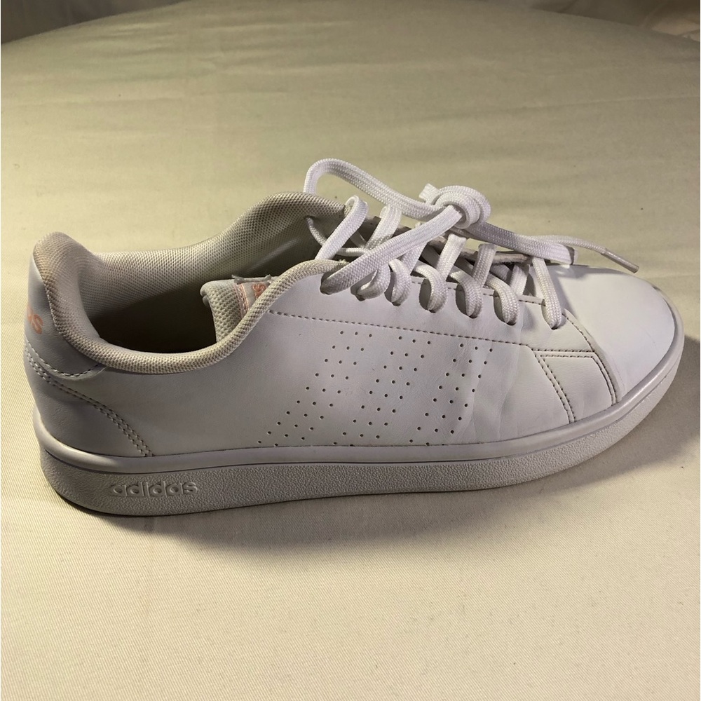 Adidas Advantage Base Cloud White Glow Pink Womens Sneaker - Picture 11 of 16
